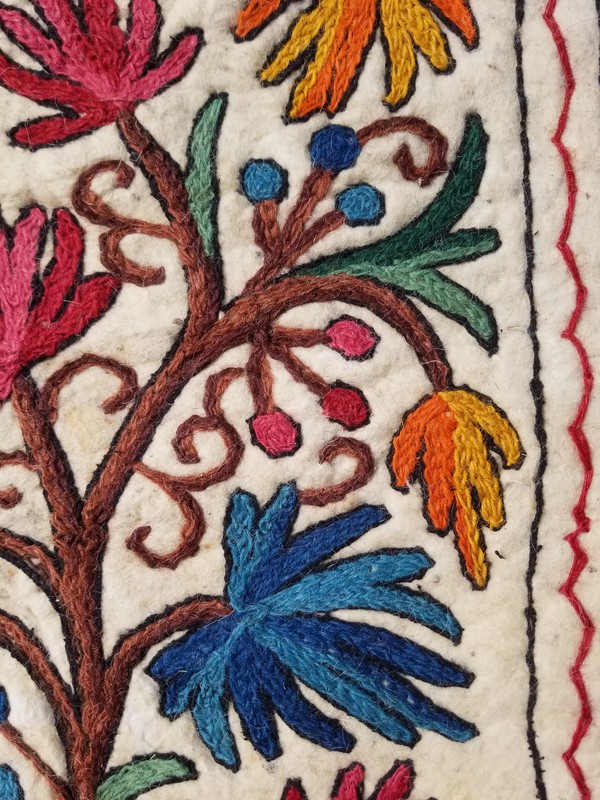 Vintage Handmade Indian Kashmiri Wool Multicolor Namda Runner 5.4x1.9 ft gallery