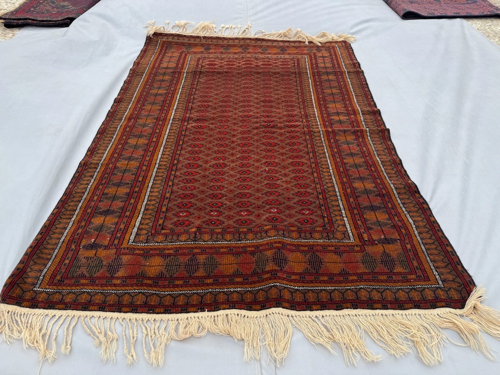 4x6 ft Fine Afghan Hand Knotted Vintage Area Rug Tribal Baluchi Geometric Carpet