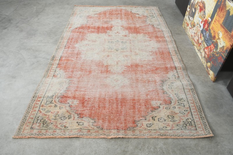 5x9 area rug, handmade vintage turkish rug, faded oversize oushak rug,16 gallery