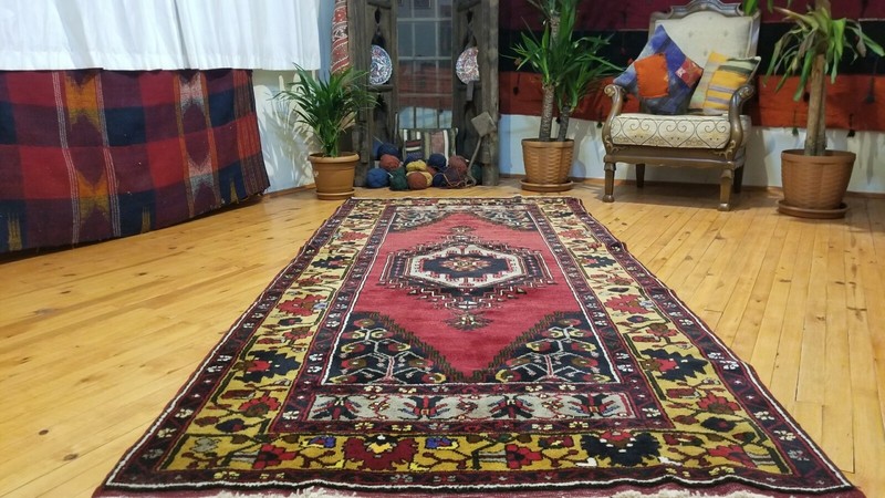Antique 1900-1939's Natural Dye Tribal Rug 4'2" × 9' gallery