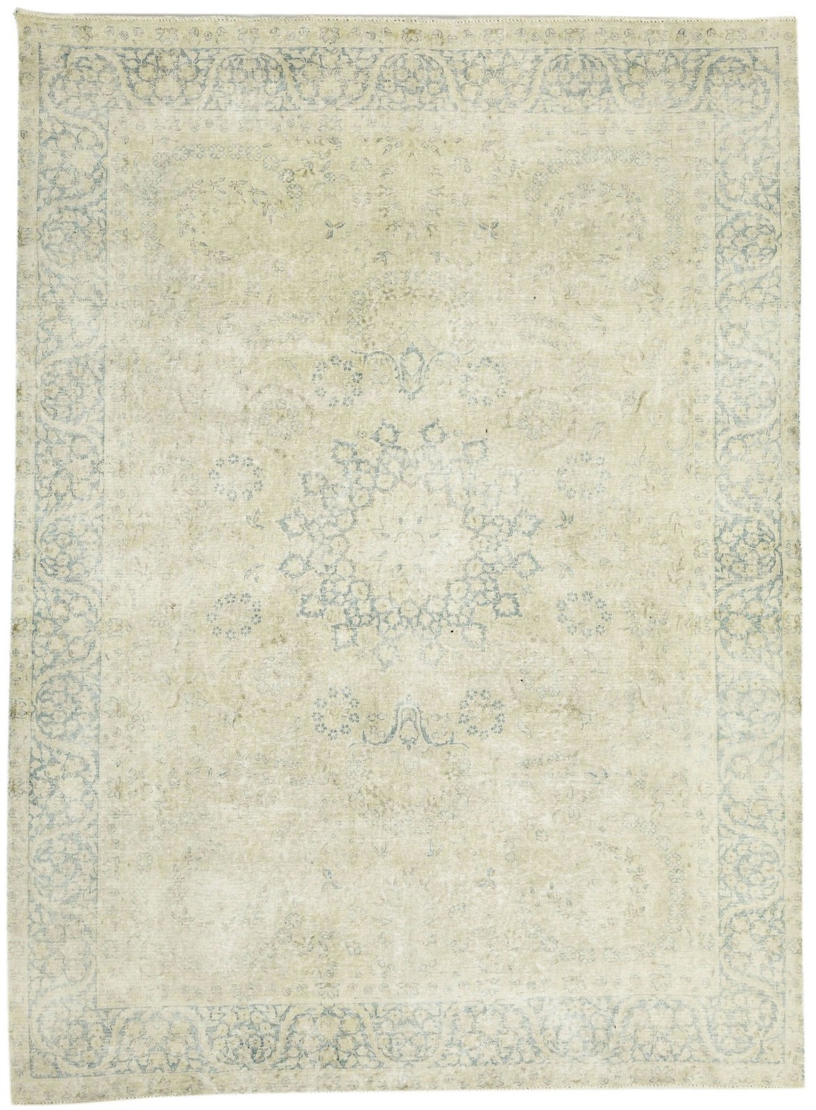 Antique Distressed Oriental Rug Vintage Handmade Floral Wool Carpet 7'7X10'4 ft gallery
