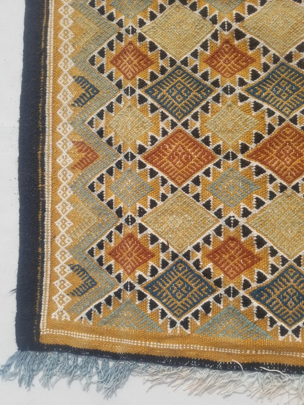 Vintage Traditional Handmade Turkish Anatolian Wool Multi Kilim Rug 6.8x3.4ft gallery