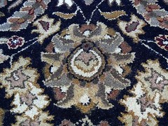MADRAS Hand Tufted RUG Oriental DEEP BLUE BROWN GOLD 8’3″x5′ MSRP$4000+