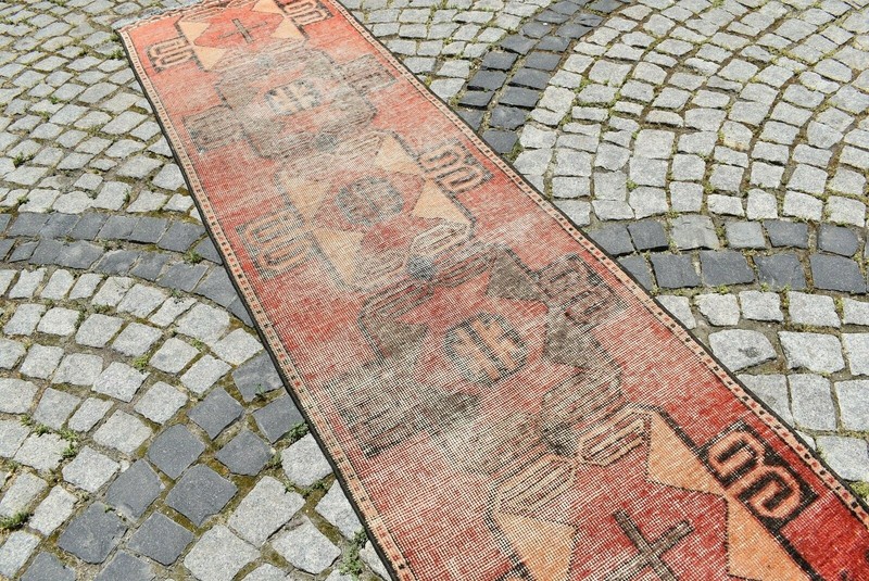 Turkish Oushak Rug 2'7 x 9'8 ft. Vintage Anatolian Corridor Runner Hallway Rug gallery