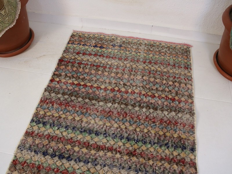 2'4" x 6'1" Rainbow Turkish Area Rug – 2x6 Ft Handwoven Wool Vintage Anatolian gallery