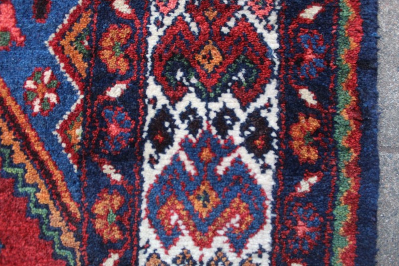 Vintage Hand Made Traditional Oriental Wool Red Blue Long Rug Runner 317x110cm gallery