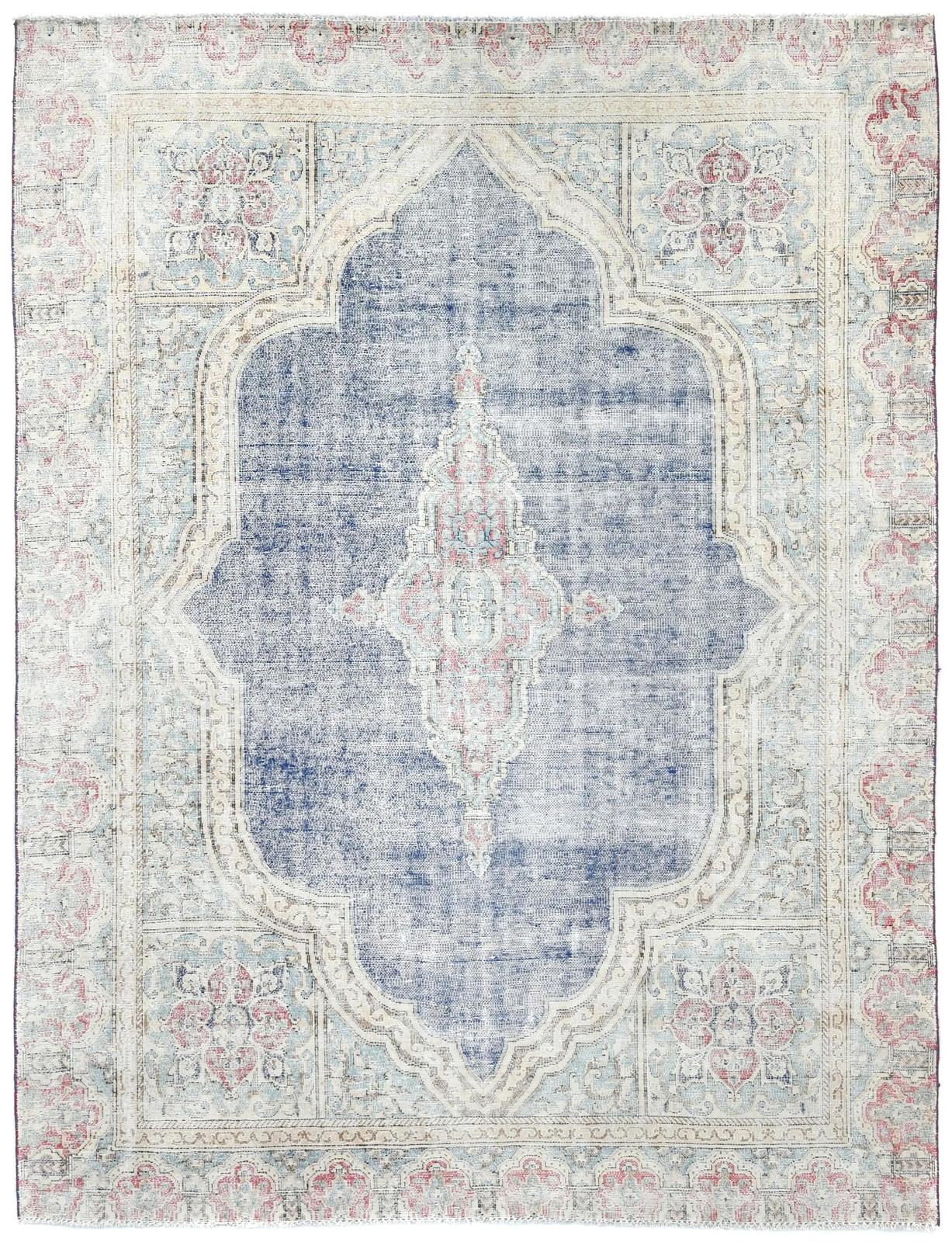 Handmade Floral Distressed Oriental Rug 7X9 ft Vintage Farmhouse Boho Carpet gallery