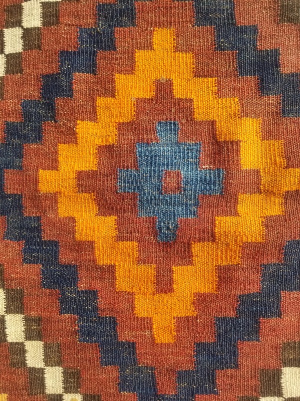 Vintage Traditional Handmade Turkish Wool Multicolor Kilim Rug 3.9x2.6ft gallery