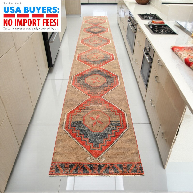 3x19 ft Vintage Rug Runner Handmade EXTRA LONG Hallway Runner Wool Turkish Rug gallery
