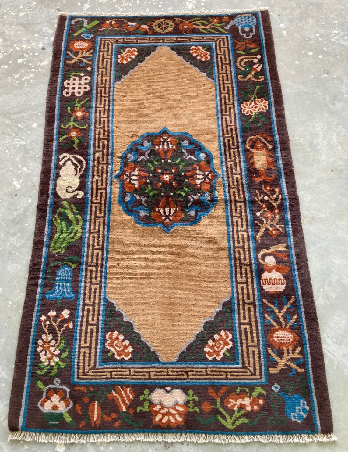 Vintage Chines Peking Handmade Floral Multicolor Wool Rug Carpet 166x95 cm gallery