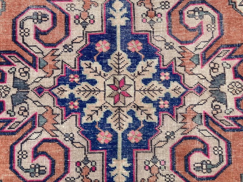 Pink Area rug, Turkish rug, Vintage Rug, Wool rug, Large rug, 4.2 x 7.2 ft gallery