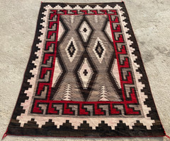 Antique Handwoven Navajo Zapotec Native American Wool Rug 74.8×50 In
