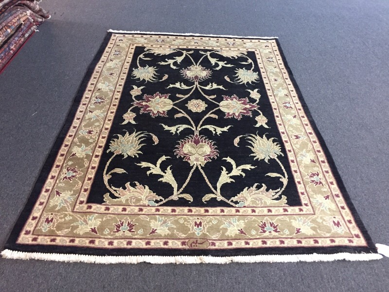 Sale Beautiful Hand Knotted Vintage Tribal Area Rug Mahal Carpet Black 5’4”x7’8” gallery