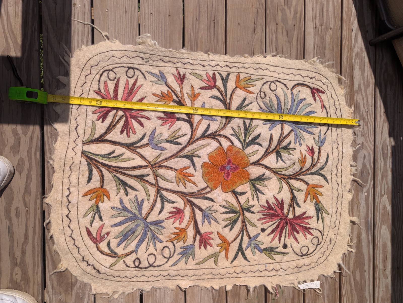 Antique Floral kashmiri Namada rug pure wool - Made In India - Read Description! gallery