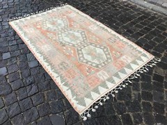 6 X 3.7 Ft Turkish Vintage Kilim Handmade Wool Kilim Bohemian Area Kilim