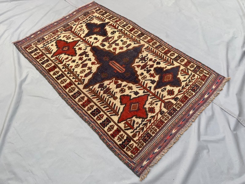 Afghan Vintage Berjesta Geometric Rug 4x6 Hand Knotted Turkmen Kilim Area Carpet gallery