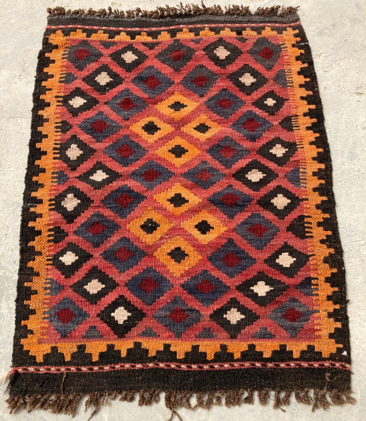 Vintage Traditional Handmade Beautiful Turkish Kilim Floor Rug Carpet 81x59 cm gallery