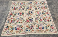 Vintage French Floral Needlepoint Handmade Multicolor Rug Wool Carpet 175×174 cm