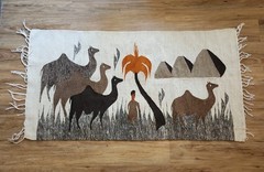 Vintage Kilim Rug Wall Hanging 28”x 52” Hand-Woven Wool Desert Mountain Camel-zz