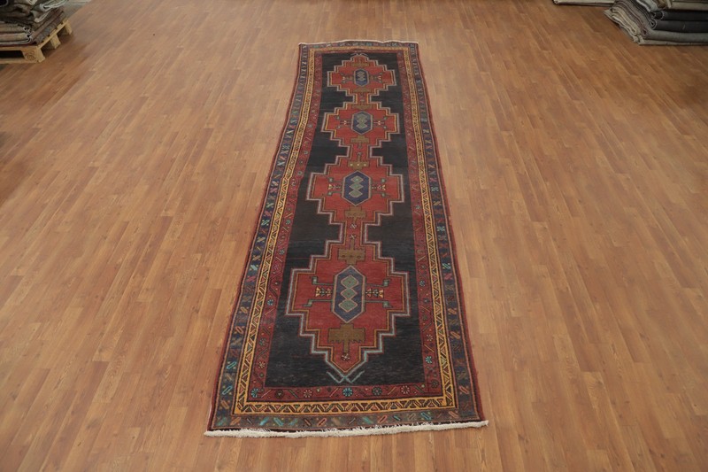 Handmade Wool 13' Runner Rug Traditional Geometric 4x13 Vintage Hallway Carpet gallery