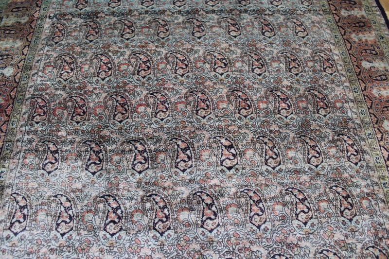 Fine Handmade Qoum Silk Rug Paisley (Boteh) Design 160 x 110 cm (5’3” x 3’7”) gallery