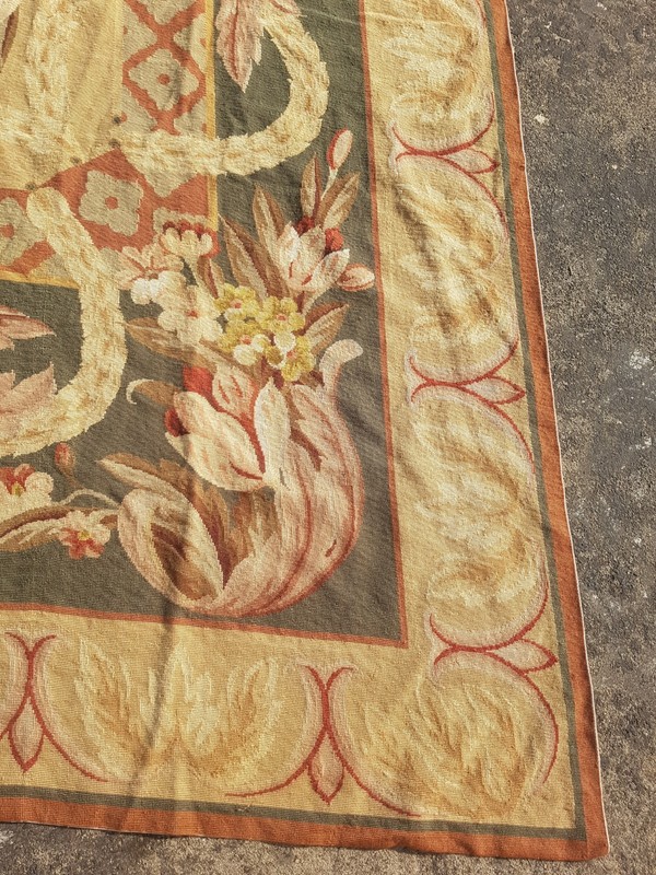 Vintage French Floral Needlepoint Handmade Multicolor Rug Wool Carpet 292x235 cm gallery