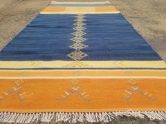 Vintage Traditional Handmade Moroccan Wool Blue Kilim 4.11×2.5ft