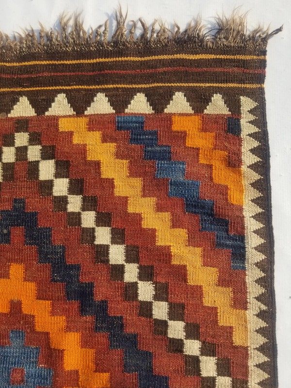 Vintage Traditional Handmade Turkish Wool Multicolor Kilim Rug 3.9x2.6ft gallery