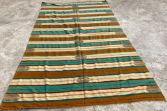 Vintage Handmade Traditional Mexican Striped Kilim Floor Rug Carpet 330×187 cm