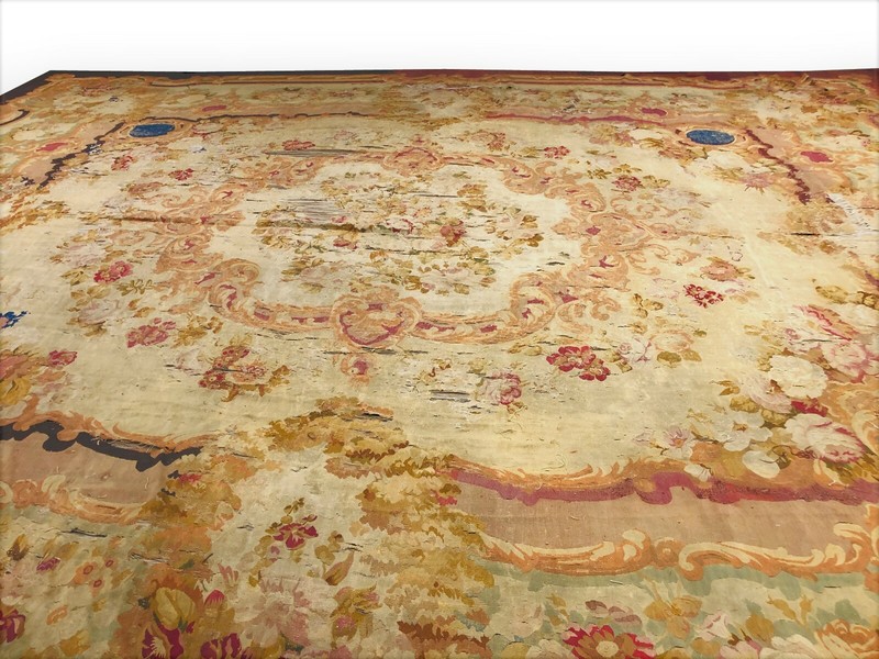 17x21 Antique French Aubusson Handmade Oversized Area Rug Shabby Chic c.1830 gallery