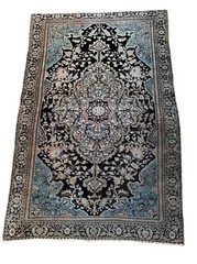 Very Fine Antique Farahan Sarouk Rug, C. 1875-1900 4 x 7 Sky Blue Navy Peach Tan