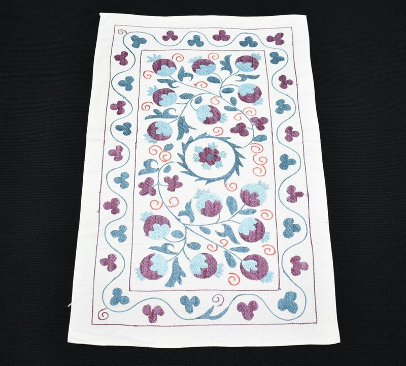 Uzbek Suzani Cover 1'7 x 2'7 ft Handmade Silk Embroidery Suzani Cover Home Decor gallery