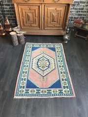Oushak Neutral 3×5 Rug Vintage Home Decor Turkish Handmade Red Carpet