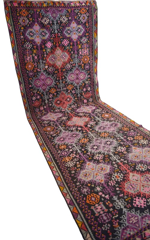 RARE Antique Turkish Rug Kilim, Handwoven Area Rug, Large Runner 6x16 ft approx gallery