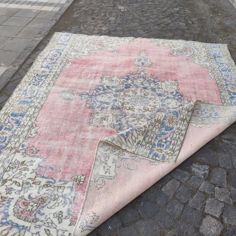 7.58 x 8.86 ft Turkish Oversized Vintage Area Rug , 8x9 Pastel Rug 231 x 270 cm gallery
