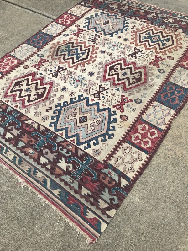 Antique Turkish Yuncu Kilim Handmade Wool Western Anatolia Rug - 6’ x 8’-4” gallery