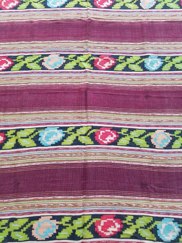 Vintage Handmade Traditional Romanian Floral Kilim Floor Rug Carpet 188x145 cm gallery