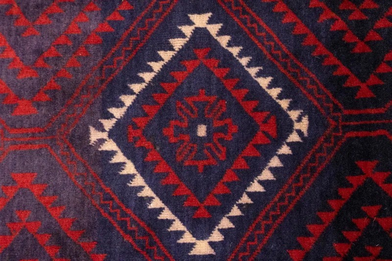 Vintage Red Tribal Geometric Rug Foyer Size Oriental Decor Carpet 3'4X6'8 ft gallery