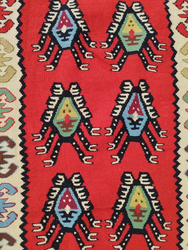 Vintage Handmade Turkish Tribal Wool Kilim Rug Carpet 133x70 cm gallery