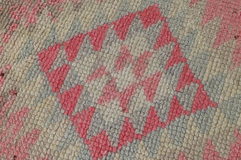 Vintage Turkish Runner Rug 2x12ft PINK Handmade Anatolian Oushak Hallway Wool gallery