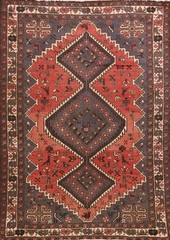 Tribal Rust Geometric Area Rug 5×7 Hand-knotted Wool Vintage for Any Room