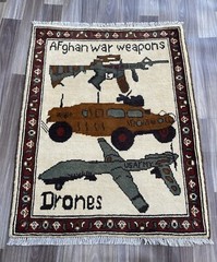 S303 Afghan War Rug War Rug Beautifully Made Wool Rug Handicrafts Art 77×63 Cm