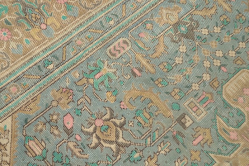 Vintage Wool Traditional Living Room Area Rug Light Blue Over-Dyed Carpet 10x12 gallery
