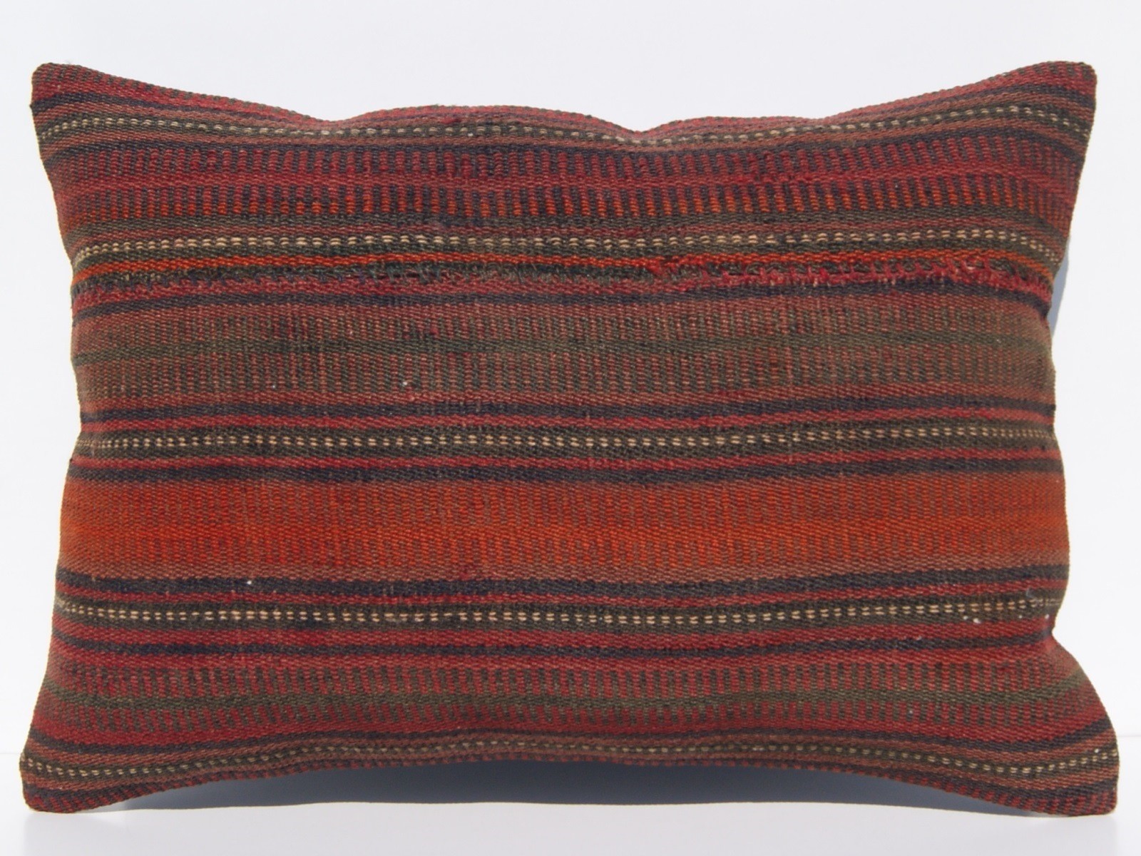 20"x14" SOFA KURDISH KELIM PILLOW COVER WOOL RECTANGLE HAND WOVEN RED AREA RUGS gallery