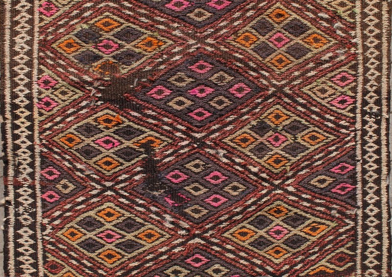 Turkish Kilim Rug 29''x61'' Oriental Vintage Rug Kars Cicim Kilim Wool 74x156cm gallery