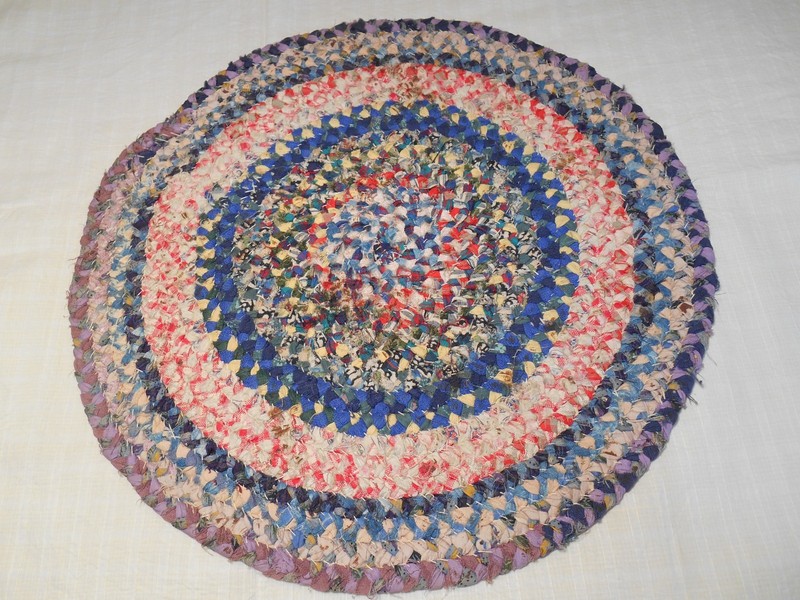 Antique Vintage Braided "Folk Art" Rug/Mat - Nice condition gallery