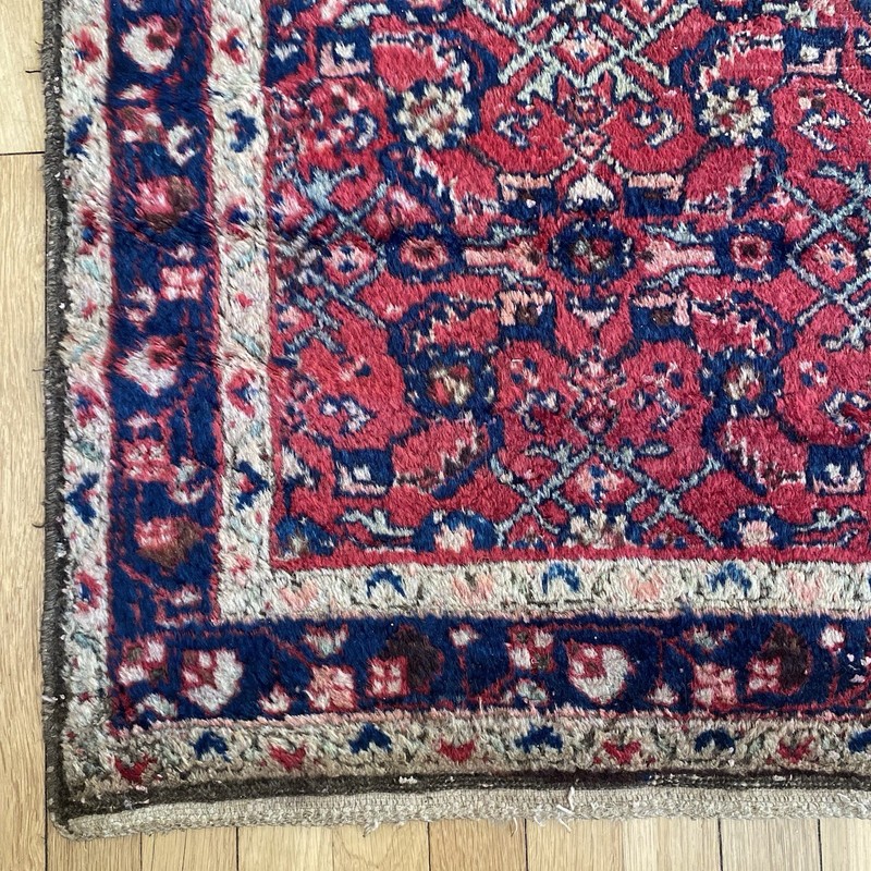 Vintage Rug 3' 6 x 5' Red Hand Knotted Farmhouse Wool Oriental Rug gallery