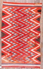 4’x7′ Exciting Red Geometric Chevron Pattern Antique Native American Navajo Rug