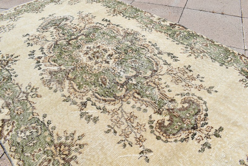 Vintage Turkish Rug 45'' x 81'' Anatolian Hand-knotted Rug Low Pile Oushak Rug gallery
