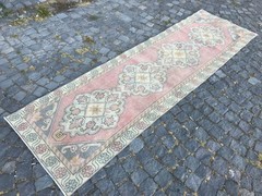 Bohemian Runner Rug, Turkish Vintage Rug, Handmade Wool Rug, 2,8 x 9,3 ft